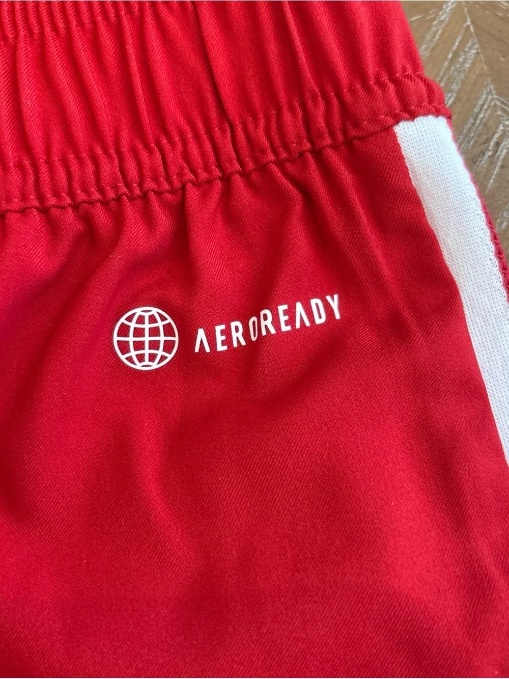 adidas Red Soccer Shorts with White Trim